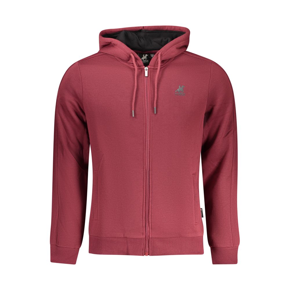 Hooded Sweatshirt Hoodie by U.S. Grand Polo for men in cotton polyester red & print features an avant-garde silhouette, showcasing a sophisticated hooded neckline and detail for a truly avant-garde finish.