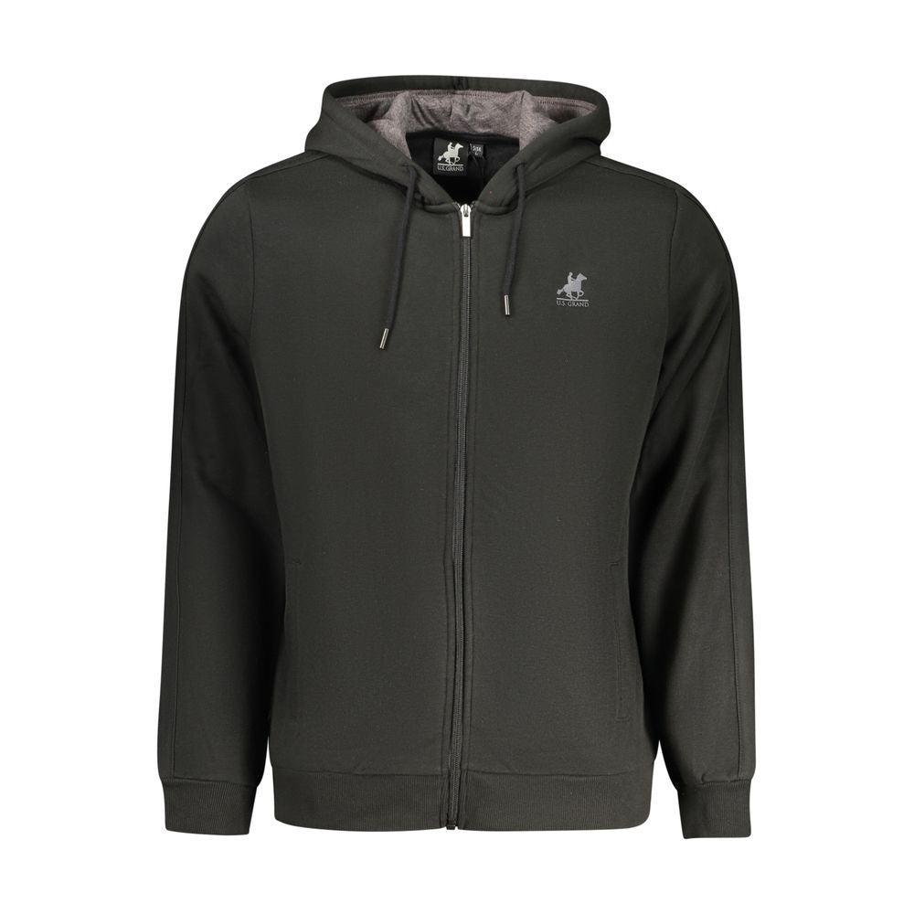 Hooded Sweatshirt Hoodie by U.S. Grand Polo for men in polyester cotton black & print features an dramatic silhouette, showcasing a sophisticated hooded neckline and dramatic for a refined, modern aesthetic.