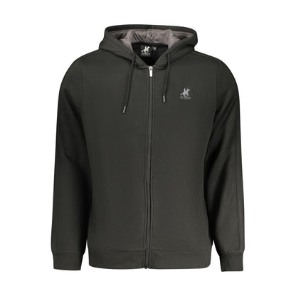 Hooded Sweatshirt Hoodie by U.S. Grand Polo for men in polyester cotton black & print features an dramatic silhouette, showcasing a sophisticated hooded neckline and dramatic for a refined, modern aesthetic.