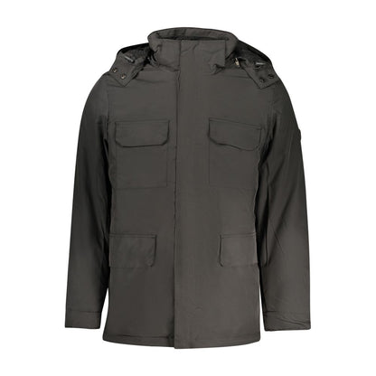 This Hooded Parka by U.S. Grand Polo for men in sheep leather polyester fur black & signature presents a utilitarian silhouette, meticulously detailed with pockets & hooded and a utilitarian hooded neckline for a sophisticated, weather-ready look.