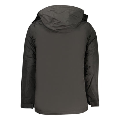 Hooded Parka by U.S. Grand Polo for men in sheep leather polyester fur black & signature features a stylish silhouette, meticulously detailed with a sophisticated hooded neckline and functional pockets & hooded for a stylish finish.