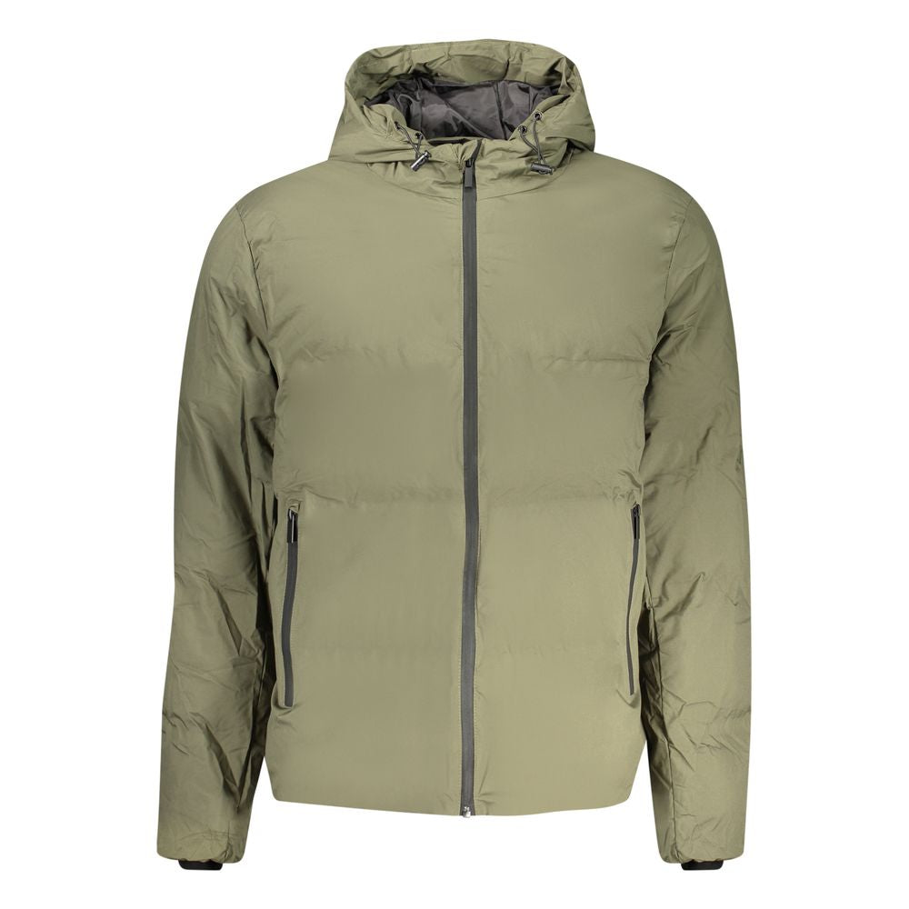 Hooded Windbreaker Jacket by U.S. Grand Polo for men in polyester green features an stylish silhouette, showcasing a sophisticated hooded neckline and performance-driven pockets, hooded & windproof for a premium, stylish look.
