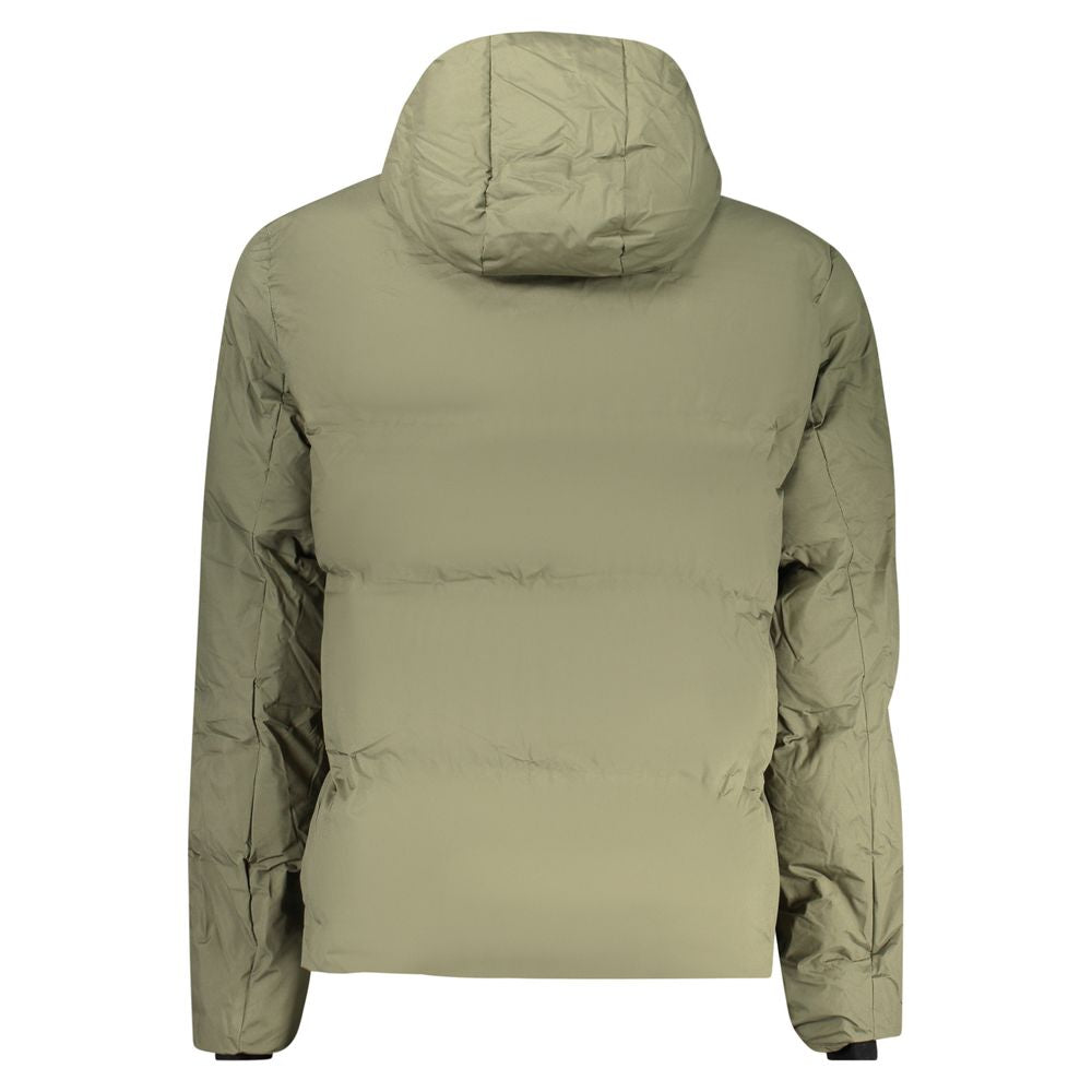 Hooded Windbreaker Jacket by U.S. Grand Polo for men in polyester green presents a resilient silhouette, artfully detailed with a sophisticated hooded neckline and functional pockets, hooded & windproof for a resilient finish.