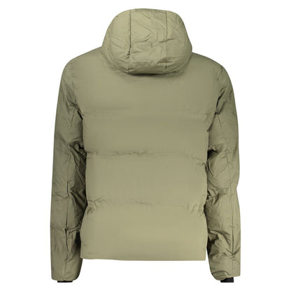 Hooded Windbreaker Jacket by U.S. Grand Polo for men in polyester green presents a resilient silhouette, artfully detailed with a sophisticated hooded neckline and functional pockets, hooded & windproof for a resilient finish.