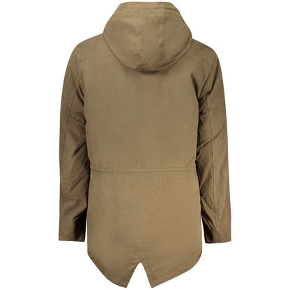 Hooded Parka by U.S. Grand Polo for men in fur sheep leather & plush polyester green features an avant garde silhouette, showcasing refined pockets & hooded and a sophisticated hooded neckline for a polished look.