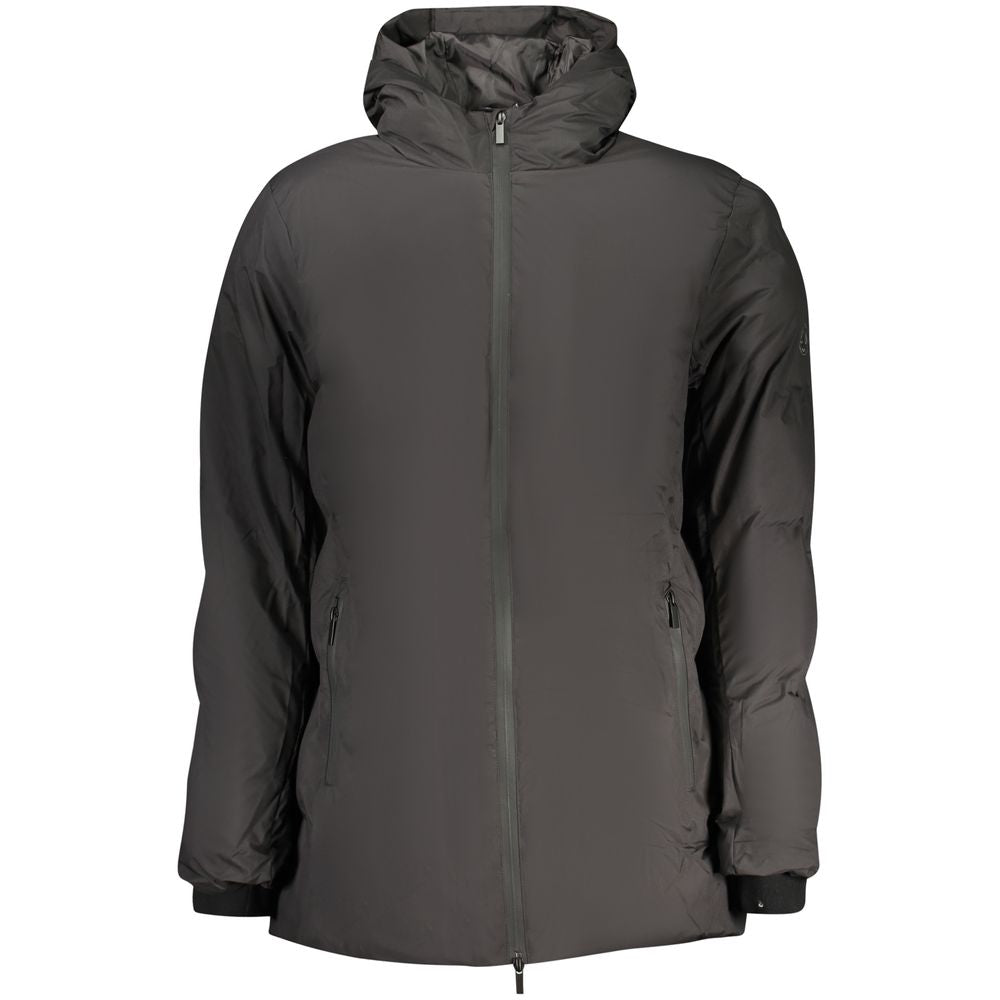 Hooded Windbreaker Jacket by U.S. Grand Polo for men in polyester black features an stylish silhouette, showcasing a sophisticated hooded neckline and performance-driven pockets, hooded & windproof for a premium, stylish look.