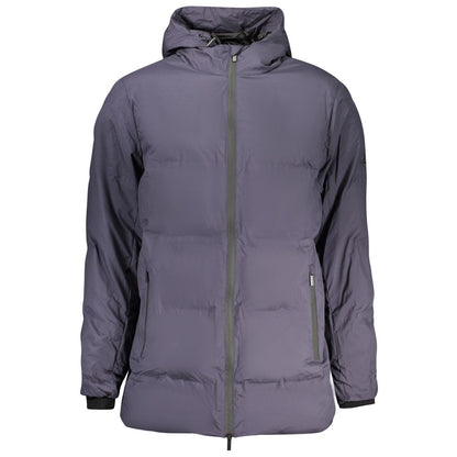 Hooded Windbreaker Jacket by U.S. Grand Polo for men in polyester blue presents a resilient silhouette, artfully detailed with a sophisticated hooded neckline and functional lightweight, pockets, hooded & windproof for a resilient finish.