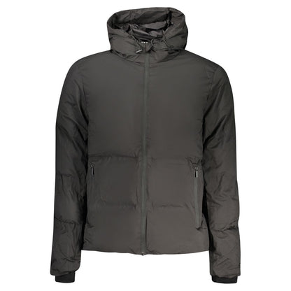 Hooded Windbreaker Jacket by U.S. Grand Polo for men in polyester black features an enduring silhouette, showcasing technical pockets, hooded & windproof and a sophisticated hooded neckline for a truly enduring aesthetic.