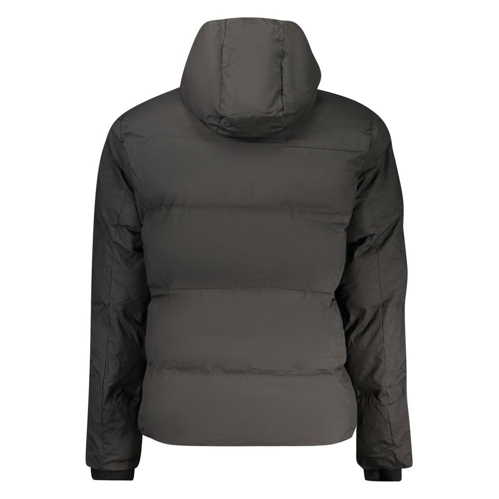 Hooded Windbreaker Jacket by U.S. Grand Polo for men in polyester black features an perennial silhouette with a refined hooded neckline and perennial pockets, hooded & windproof for a sophisticated weather-resistant look.