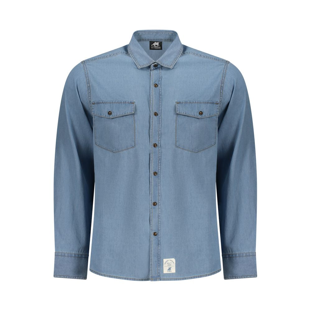 Polo Shirt by U.S. Grand Polo for men in denim cotton azzurro & signature features a eye catching silhouette, showcasing a refined and for a eye catching finish.