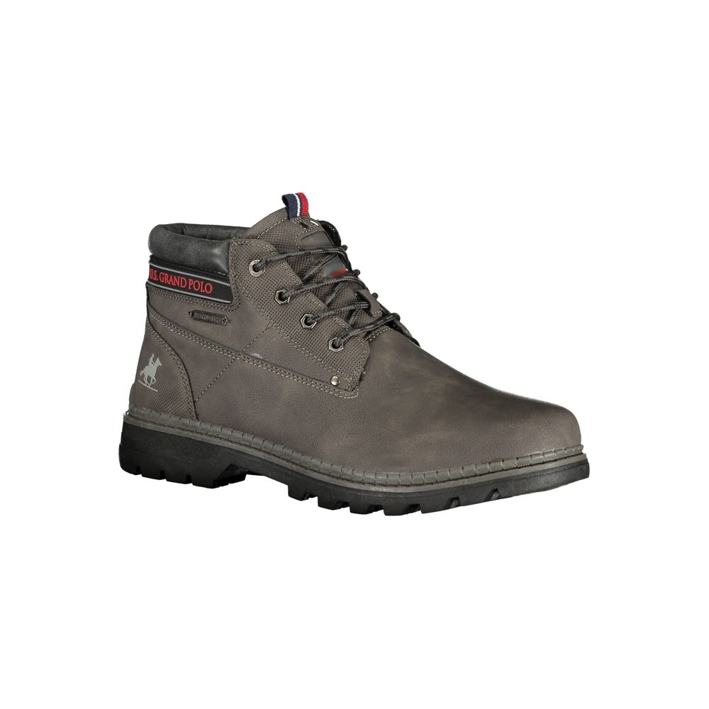 Lace-Up Ankle Boots by U.S. Grand Polo for men in polyester & polyurethane gray & print features an high-performance silhouette, showcasing the sophisticated design of the Men's Polyester & Polyurethane Lace-Up Ankle Boots with a and a refined .