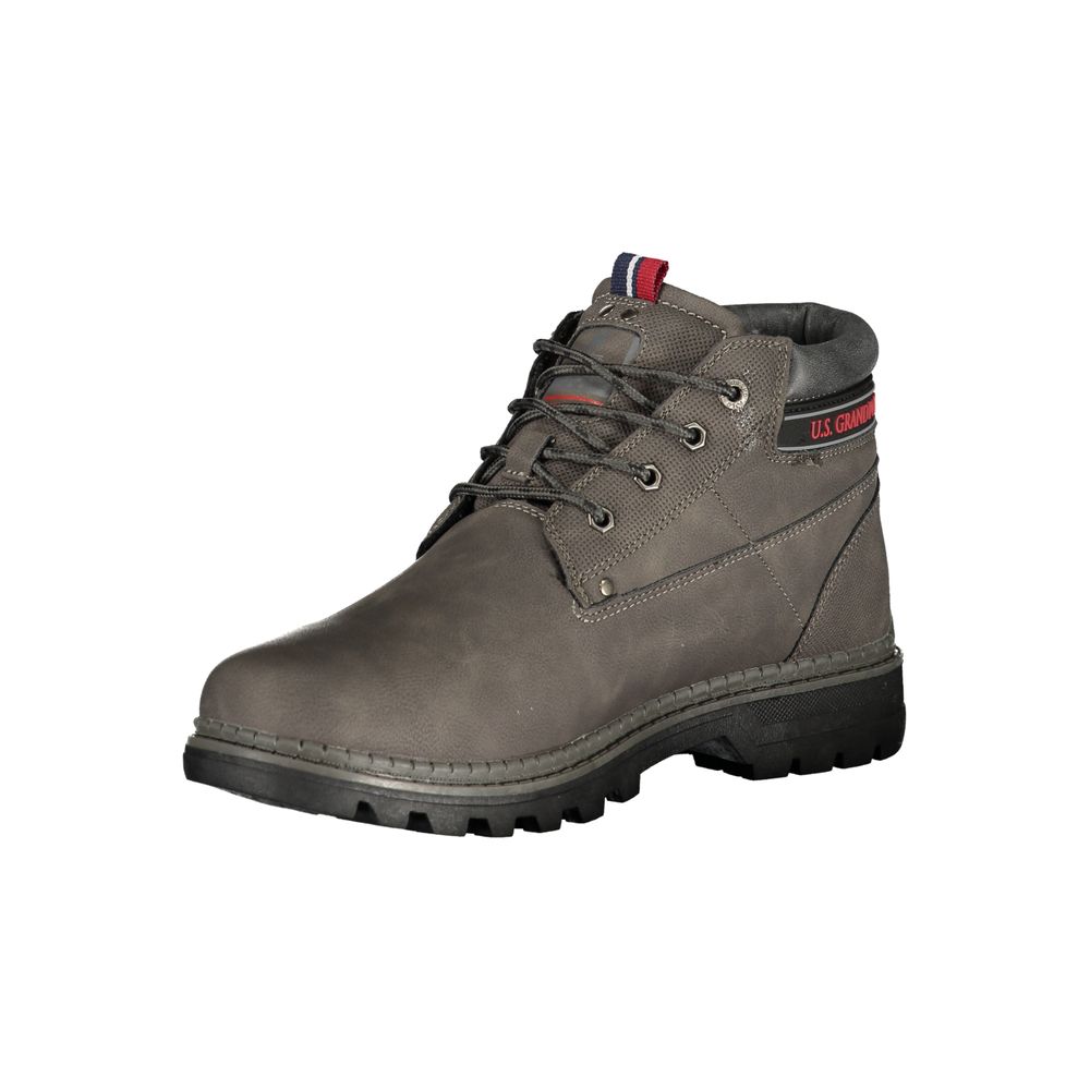 Lace-Up Ankle Boots by U.S. Grand Polo for men in polyester & polyurethane gray & print showcases a aeronautic silhouette as Men's Polyester & Polyurethane Lace-Up Ankle Boots, artfully defined by a aeronautic and a aeronautic .