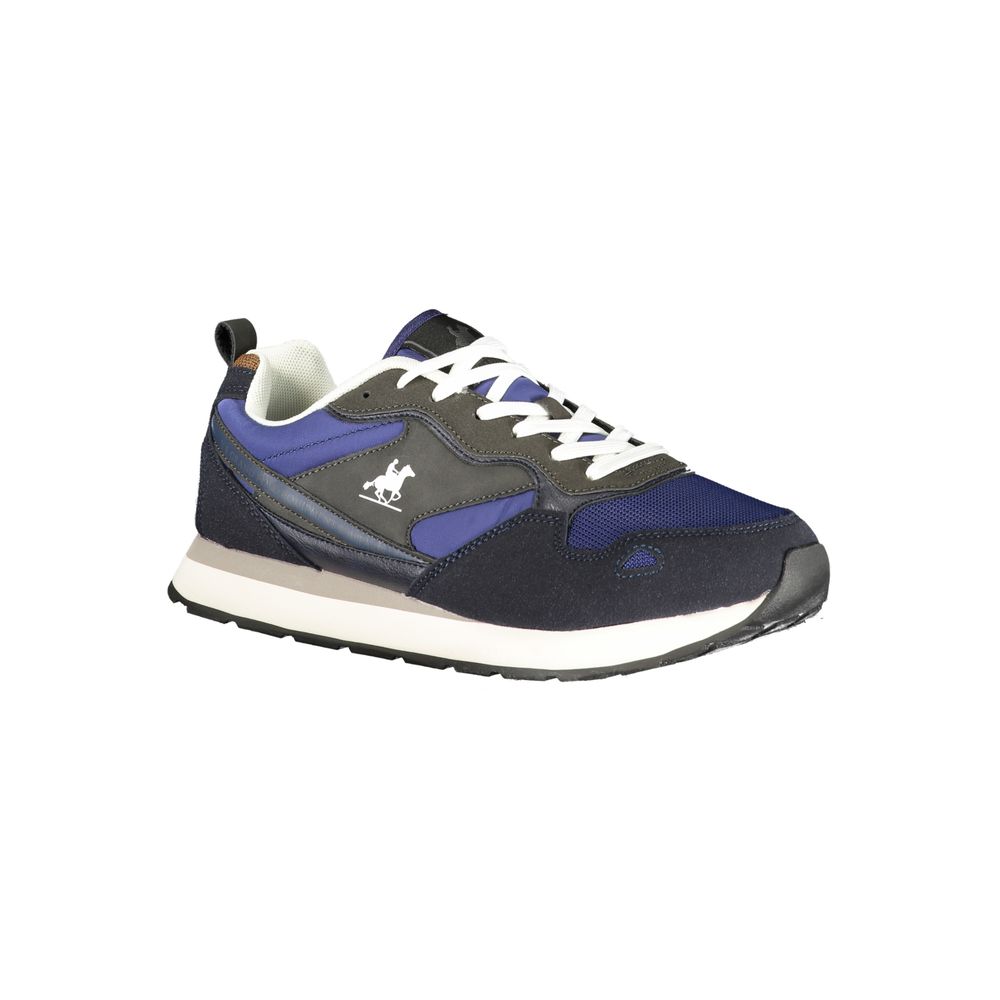 Athletic Sneakers by U.S. Grand Polo for men in polyester & polyurethane blue & signature features an stately silhouette, showcasing the signature athletic style of the Men's Athletic Polyester & Polyurethane Sneakers collection with a truly stately finish.