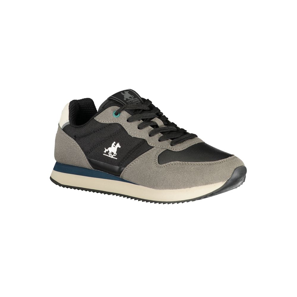 Athletic Sneakers by U.S. Grand Polo for men in polyester & polyurethane black features an architectural silhouette from the Men's Athletic Polyester & Polyurethane Sneakers collection, showcasing a architectural athletic style for a architectural look.