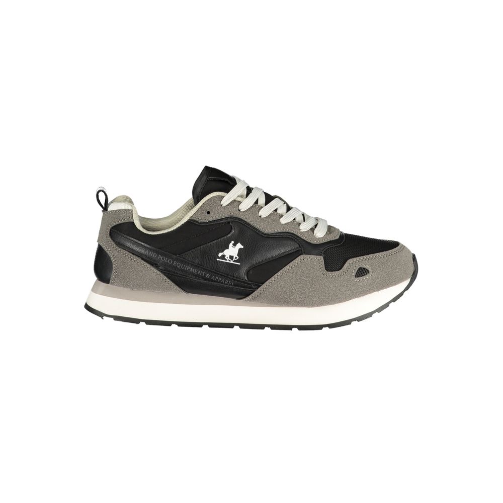 Athletic Sneakers by U.S. Grand Polo for men in polyester & polyurethane black & print features an architectural silhouette from the Men's Athletic Polyester & Polyurethane Sneakers collection, showcasing a architectural athletic style for a architectural look.