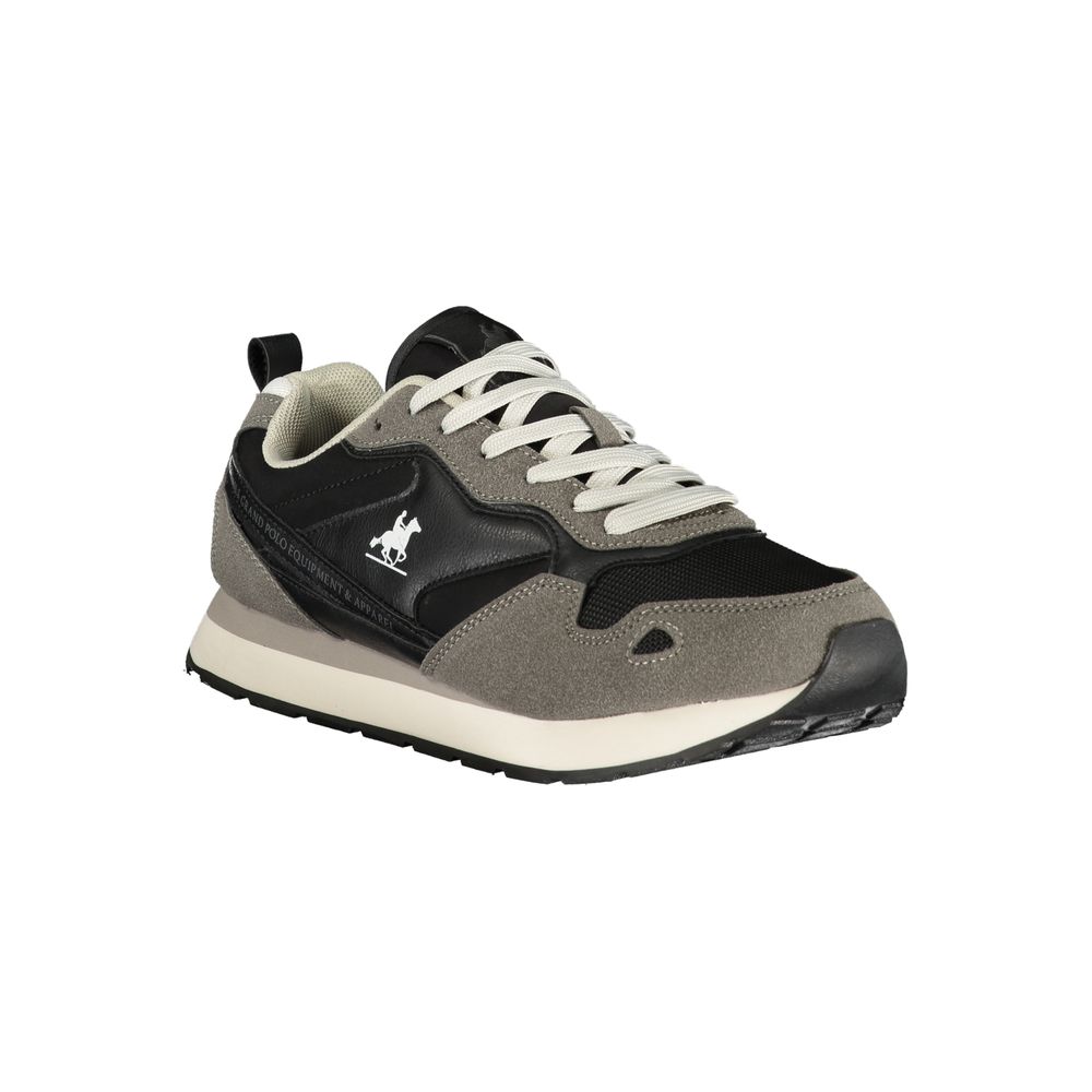 Athletic Sneakers by U.S. Grand Polo for men in polyester & polyurethane black & print showcases a architectural silhouette, artfully capturing the essence of the Men's Athletic Polyester & Polyurethane Sneakers with its signature architectural athletic style construction.