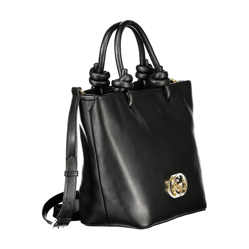 Handbag by Gabriella G By Gabriella Gucci for women in polyurethane black & signature features an refined silhouette, showcasing a secure snap, ample internal-pockets, and versatile shoulder-strap, adjustable-strap & handle for a sophisticated refined aesthetic.