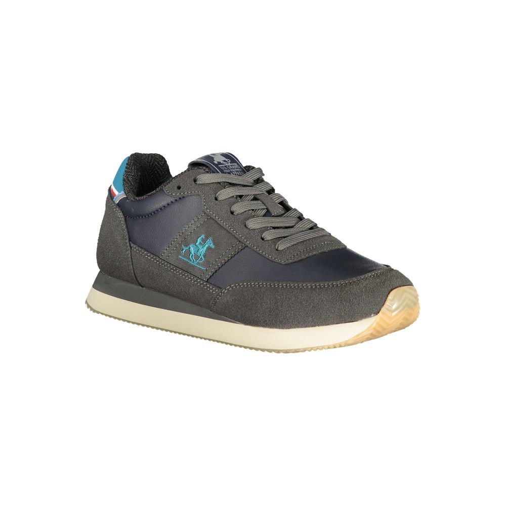Athletic Sneakers by U.S. Grand Polo for men in polyester & polyurethane blue features an stately silhouette, showcasing the signature athletic style of the Heart Men's Athletic Polyester & Polyurethane Sneakers collection with a truly stately finish.