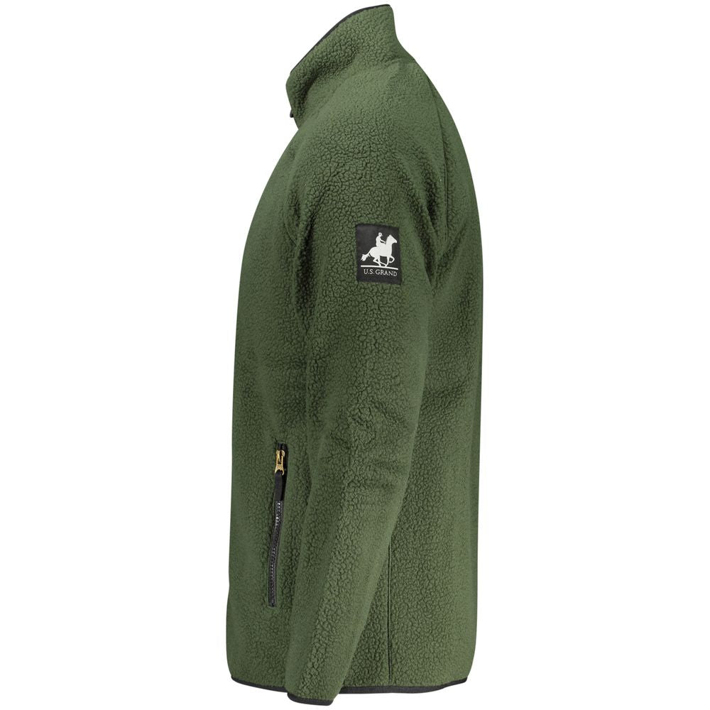 Sweatshirt by U.S. Grand Polo for men in sheep leather & plush polyester green presents a smart casual silhouette, featuring a smart casual and for a sophisticated look.