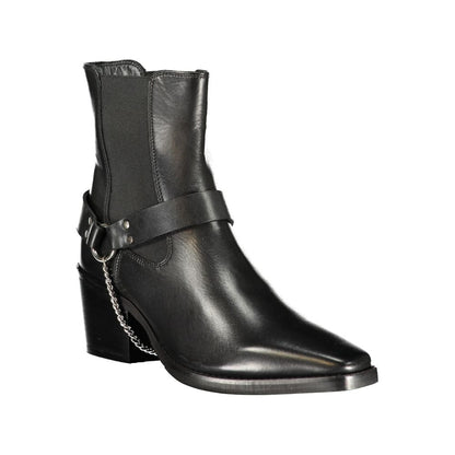 Mid-Heel Ankle Boots by Cafenoir for women in polyester polyurethane leather black showcases a ergonomic silhouette from the Women's Polyester Polyurethane Leather Mid-Heel Ankle Boots collection, featuring a ergonomic 5-cm-heel mid-heel and a ergonomic .