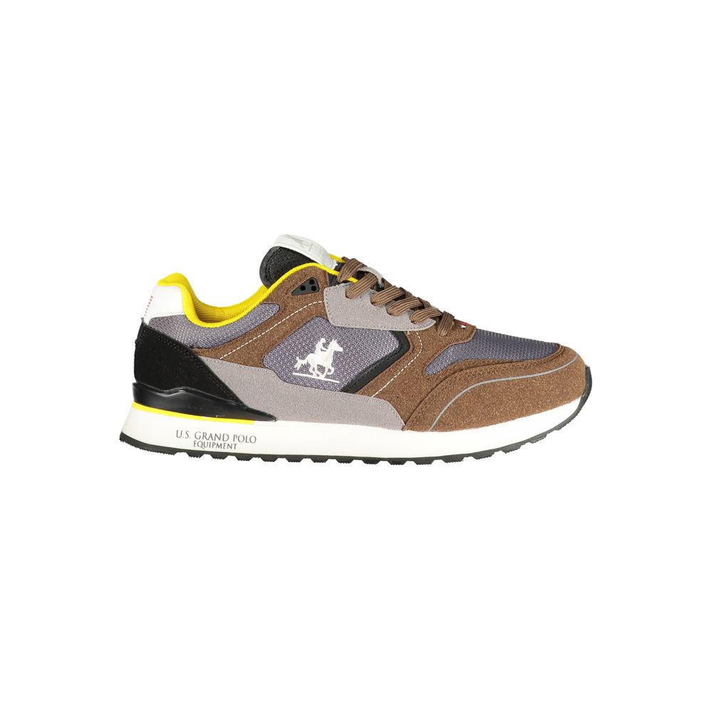 U.S. Grand Polo Men's Athletic Polyester & Polyurethane Sneakers - Beige Brown Signature