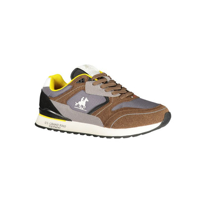 U.S. Grand Polo Men's Athletic Polyester & Polyurethane Sneakers - Beige Brown Signature
