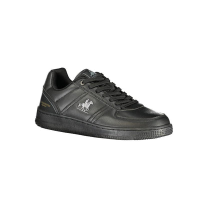 Athletic Sneakers by U.S. Grand Polo for men in polyester & polyurethane black & print presents a sleek silhouette, perfectly capturing the athletic style essence of Men's Athletic Polyester & Polyurethane Sneakers with its sleek design and premium finish.