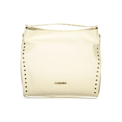 This Shoulder Handbag by Cafenoir for women in polyurethane and beige & signature presents a sculptural silhouette featuring a secure zipper, ample internal-pockets, and versatile shoulder-strap & handle for a sculptural finish.