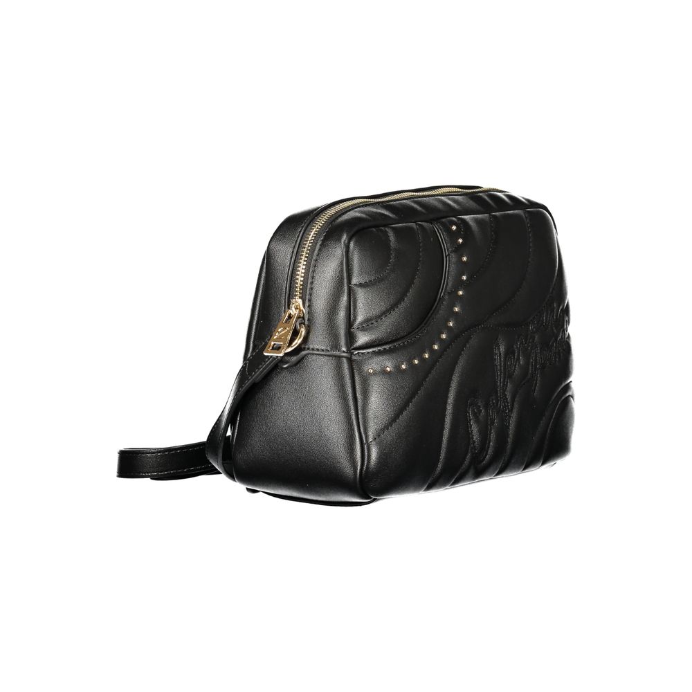 Shoulder Handbag by Cafenoir for women in polyurethane black features an refined silhouette, showcasing a secure zipper, ample external-pockets & internal-pockets, and versatile shoulder-strap & adjustable-strap for a sophisticated refined aesthetic.