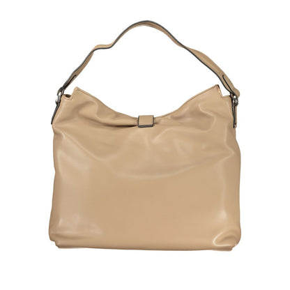 Shoulder Handbag by Cafenoir for women in polyurethane brown & signature presents a ornamental silhouette, showcasing a secure snap & zipper, ample external-pockets & internal-pockets, and versatile shoulder-strap & handle for a ornamental finish.