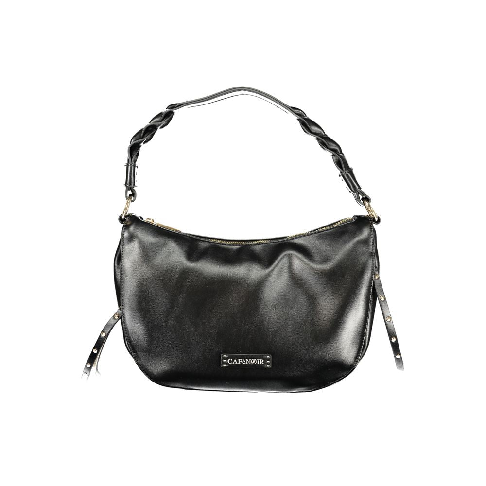 This Shoulder Handbag by Cafenoir for women in polyurethane and black presents a sculptural silhouette featuring a secure zipper, ample built-in-compartments, external-pockets & internal-pockets, and versatile shoulder-strap, adjustable-strap & handle for a sculptural finish.
