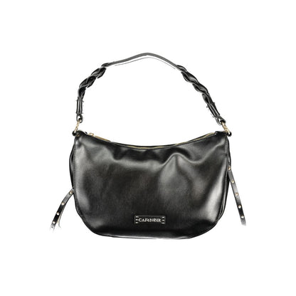 This Shoulder Handbag by Cafenoir for women in polyurethane and black presents a sculptural silhouette featuring a secure zipper, ample built-in-compartments, external-pockets & internal-pockets, and versatile shoulder-strap, adjustable-strap & handle for a sculptural finish.