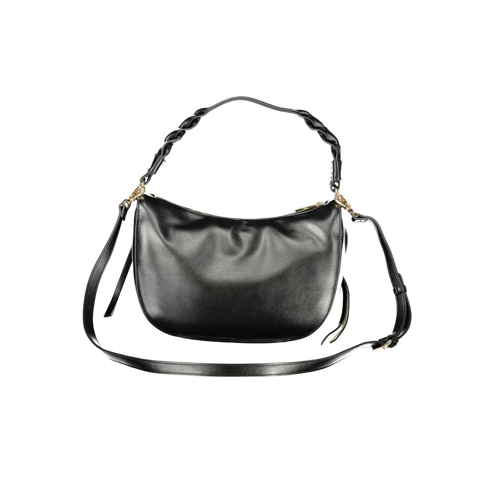 Shoulder Handbag by Cafenoir for women in polyurethane black features a ornamental silhouette, showcasing a secure zipper, ample built-in-compartments, external-pockets & internal-pockets, and ornamental shoulder-strap, adjustable-strap & handle for a sophisticated look.
