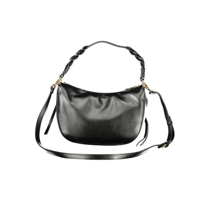 Shoulder Handbag by Cafenoir for women in polyurethane black features a ornamental silhouette, showcasing a secure zipper, ample built-in-compartments, external-pockets & internal-pockets, and ornamental shoulder-strap, adjustable-strap & handle for a sophisticated look.