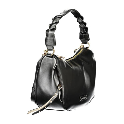 Shoulder Handbag by Cafenoir for women in polyurethane black features a refined silhouette, showcasing a secure zipper, organized built-in-compartments, external-pockets & internal-pockets, and versatile shoulder-strap, adjustable-strap & handle for a refined finish.