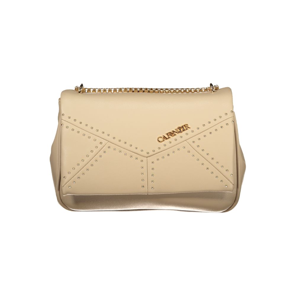 This Shoulder Handbag by Cafenoir for women in polyurethane and beige & signature presents a sculptural silhouette featuring a secure snap, ample built-in-compartments & external-pockets, and versatile shoulder-strap for a sculptural finish.