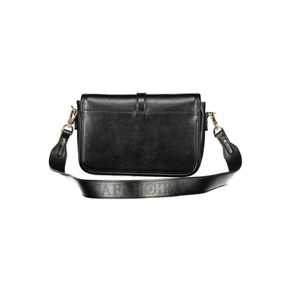 Handbag by Cafenoir for women in polyurethane leather black features a exquisite silhouette, showcasing a secure snap and exquisite built-in-compartments & internal-pockets with versatile shoulder-strap & adjustable-strap for a exquisite finish.
