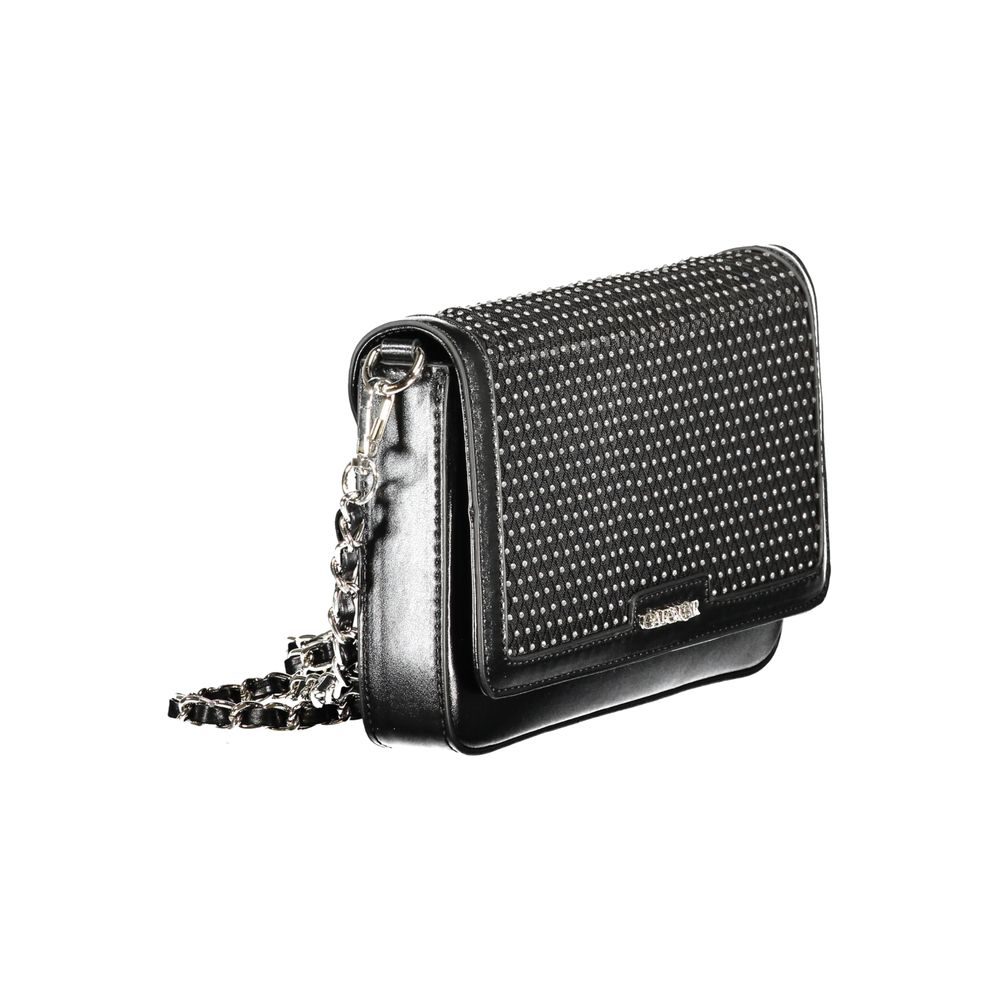 Evening Handbag by Cafenoir for women in polyurethane & rhinestone black features a signature silhouette, showcasing a secure snap and signature internal-pockets with versatile for a sophisticated look.