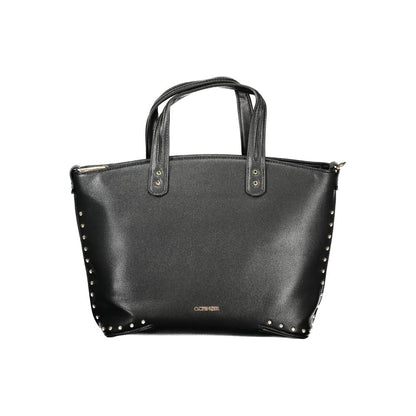 Handbag by Cafenoir for women in polyurethane black & signature features a signature silhouette, showcasing a secure zipper and signature built-in-compartments & internal-pockets with versatile shoulder-strap, adjustable-strap, detachable-strap & handle for a sophisticated look.