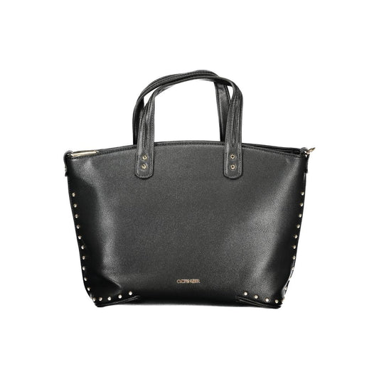 Handbag by Cafenoir for women in polyurethane black & signature features a signature silhouette, showcasing a secure zipper and signature built-in-compartments & internal-pockets with versatile shoulder-strap, adjustable-strap, detachable-strap & handle for a sophisticated look.
