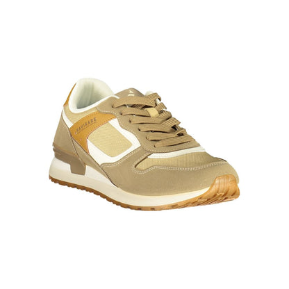 Athletic Sneakers by Navigare for men in polyester & polyurethane beige, brown & white showcases a architectural silhouette, artfully capturing the essence of the Men's Athletic Polyester & Polyurethane Sneakers with its signature architectural athletic style construction.