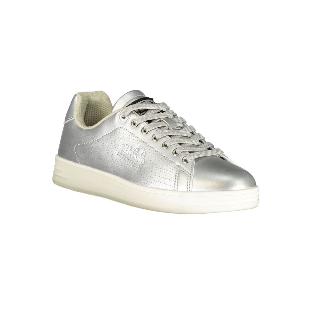 Athletic Sneakers by Ellesse for women in polyester & polyurethane blue, gray & print features an architectural silhouette, showcasing the premium athletic style of the Essence Women's Athletic Polyester & Polyurethane Sneakers with an architectural finish.