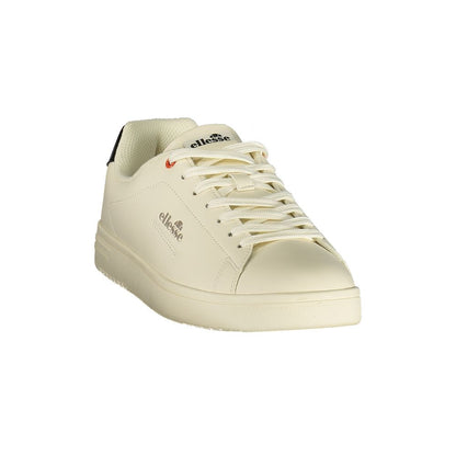Athletic Sneakers by Ellesse for men in polyester & polyurethane black & white features an architectural silhouette, showcasing the premium athletic style of the Men's Athletic Polyester & Polyurethane Sneakers with an architectural finish.