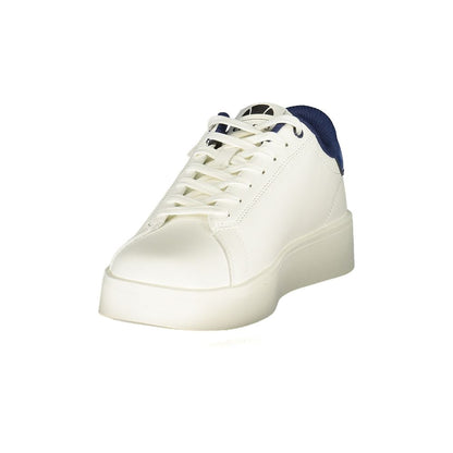 Athletic Sneakers by Ellesse for men in polyester & polyurethane blue & white features an stately silhouette, showcasing the signature athletic style of the Men's Athletic Polyester & Polyurethane Sneakers collection with a truly stately finish.