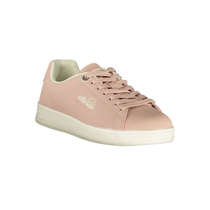 Athletic Sneakers by Ellesse for women in polyester & polyurethane pink, signature & print features an architectural silhouette, showcasing the premium athletic style of the Women's Athletic Polyester & Polyurethane Sneakers with an architectural finish.