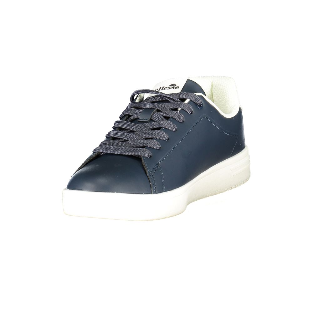 Athletic Sneakers by Ellesse for men in polyester & polyurethane blue & white features an architectural silhouette, showcasing the premium athletic style of the Crisp Men's Athletic Polyester & Polyurethane Sneakers with an architectural finish.