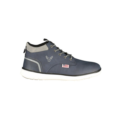 Ankle Boots by Avirex for men in polyester & polyurethane blue, white & print features an aerodynamic silhouette from the Men's Polyester & Polyurethane Ankle Boots collection, showcasing a aerodynamic and refined for an aerodynamic look.