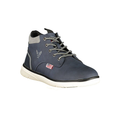 Ankle Boots by Avirex for men in polyester & polyurethane blue, white & print showcases a aeronautic silhouette as Men's Polyester & Polyurethane Ankle Boots, artfully defined by a aeronautic and a aeronautic .