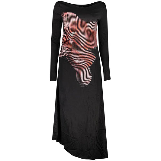 Dress by Desigual for women in stretch viscose black, patterned, signature & print features an magnificent silhouette, artfully detailed with a magnificent boat neckline and long-sleeve that flows into an magnificent long.