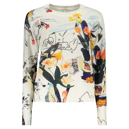 Sweatshirt by Desigual for women in polyamide viscose white & patterned presents a smart casual silhouette, featuring a smart casual crew neckline and for a sophisticated look.